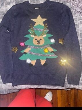 Forever 21 Navy Blue Ribbed Knit Sweater